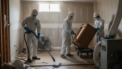 Flood damage cleanup crew restoring a Torrance, CA home after water intrusion