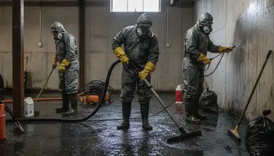Sewage cleanup team in Torrance, CA sanitizing a water-damaged home after a backup