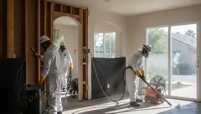 Water damage restoration team in Torrance, CA inspecting property for moisture damage cleanup
