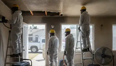 Water damage restoration crew in Torrance, CA performing emergency water extraction and cleanup