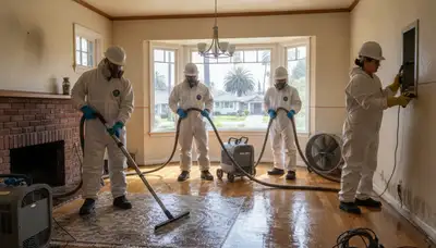 Water damage restoration crew serving Torrance, CA with emergency cleanup and drying equipment