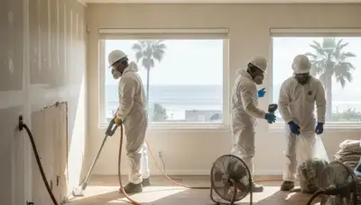 Water damage restoration team in Torrance, CA responding to a property emergency